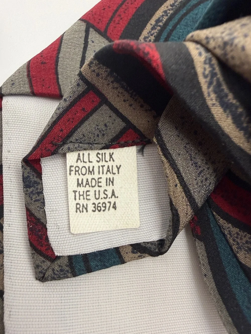J.T. Beckett tie abstract, geometric pattern 100% silk, made in the USA